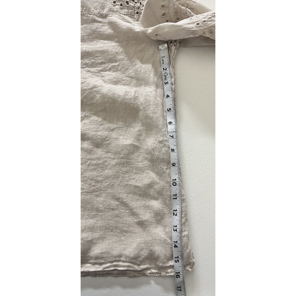 Francesca Bettini Womens Linen Blouse Medium Lagenlook Minimalist Eyelet Italy - Picture 7 of 10